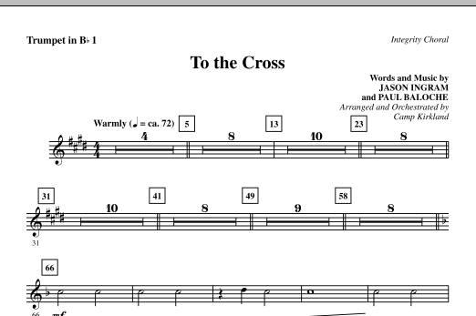 Preview Camp Kirkland To The Cross - Trumpet 1 Contemporary sheet music, notes and chords for Choir Instrumental Pak, SKU: 296240 To The Cross - Trumpet 1 sheet music
