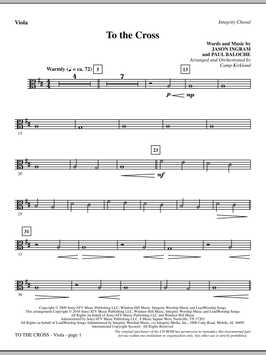 Preview Camp Kirkland To The Cross - Viola Contemporary sheet music, notes and chords for Choir Instrumental Pak, SKU: 296259 To The Cross - Viola sheet music