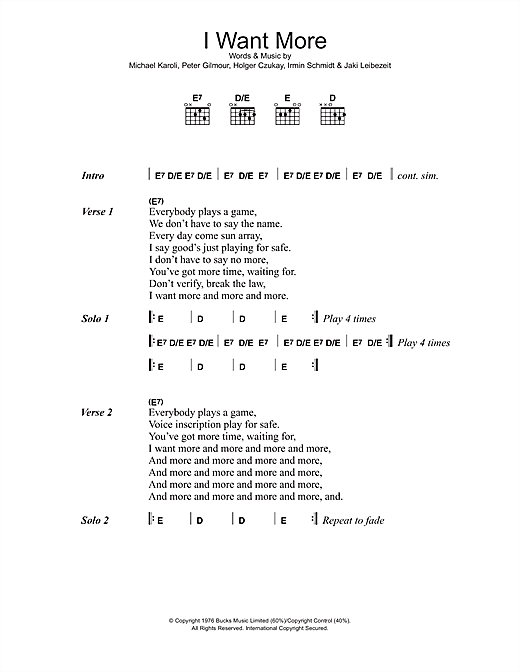 Can I Want More Sheet Music Notes & Chords for Lyrics & Chords - Download or Print PDF