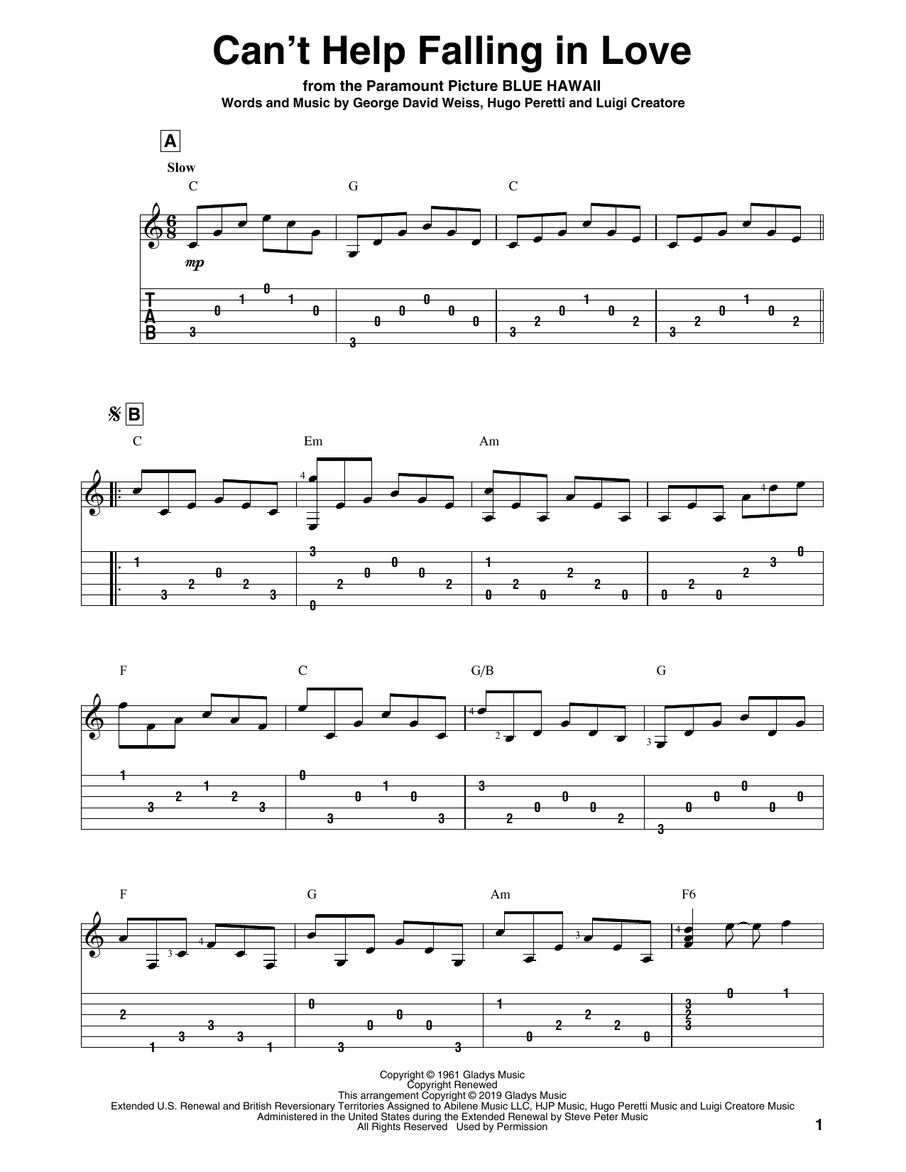 Andy Williams Can T Help Falling In Love Sheet Music Download Pdf Score