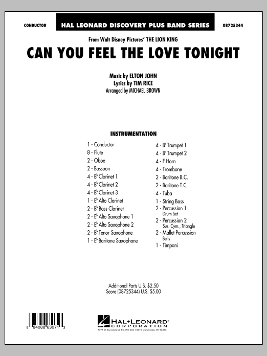 Michael Brown Can You Feel The Love Tonight From The Lion King Full Score Sheet Music Download Pdf Score 304178
