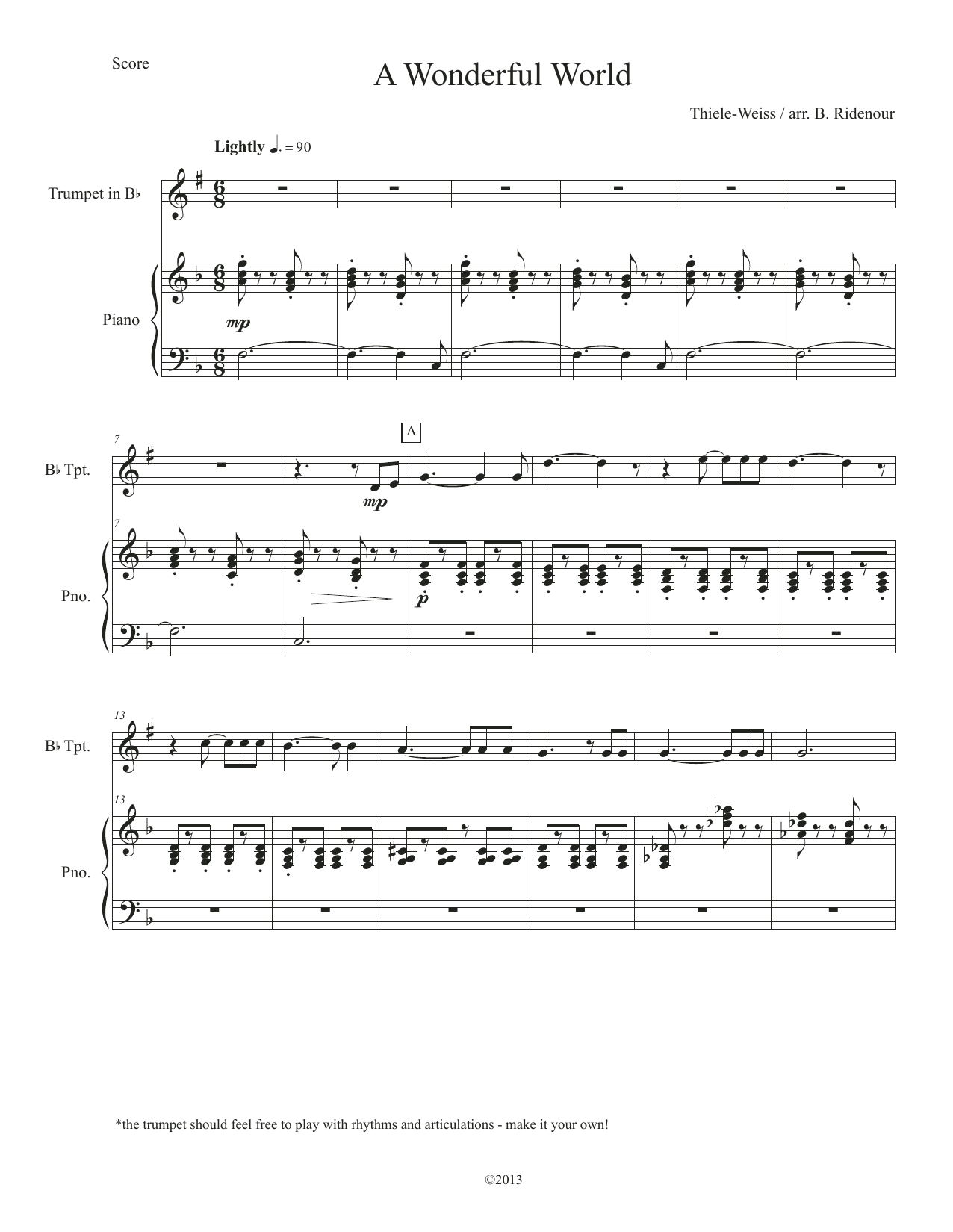 Canadian Brass What A Wonderful World Sheet Music Notes & Chords for Trumpet and Piano - Download or Print PDF