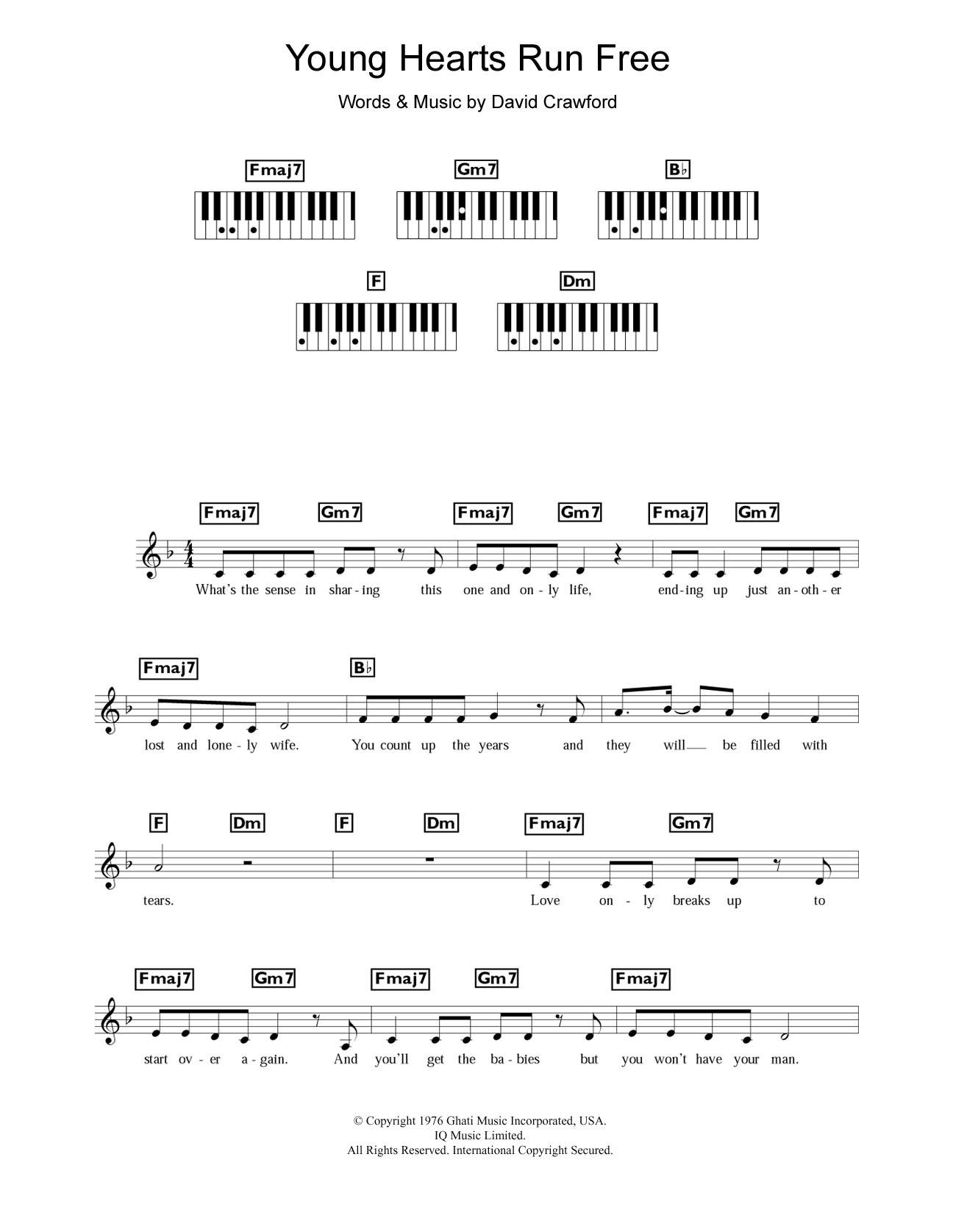 Candi Staton Young Hearts Run Free Sheet Music Notes & Chords for Keyboard - Download or Print PDF