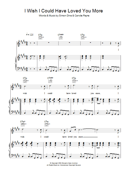 Candie Payne I Wish I Could Have Loved You More Sheet Music Notes & Chords for Piano, Vocal & Guitar - Download or Print PDF