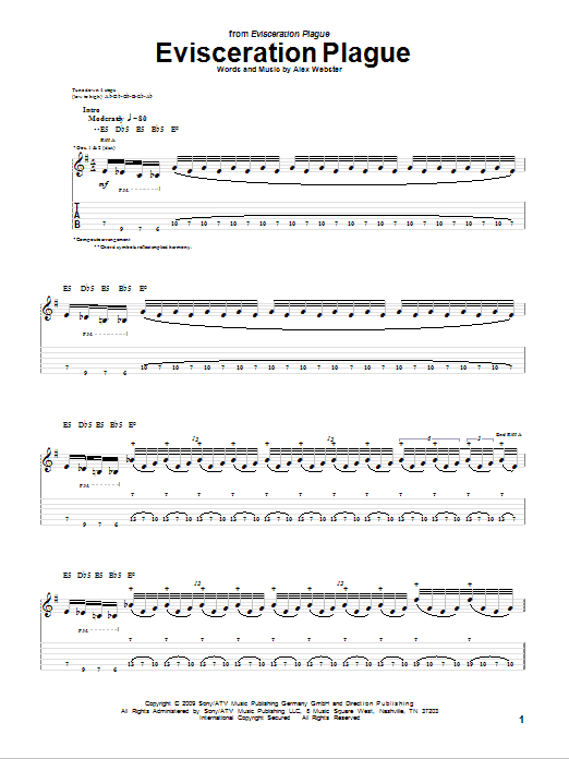 Cannibal Corpse Evisceration Plague Sheet Music Notes & Chords for Guitar Tab - Download or Print PDF