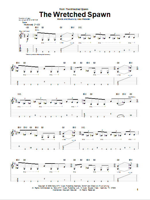 Cannibal Corpse The Wretched Spawn Sheet Music Notes & Chords for Guitar Tab - Download or Print PDF