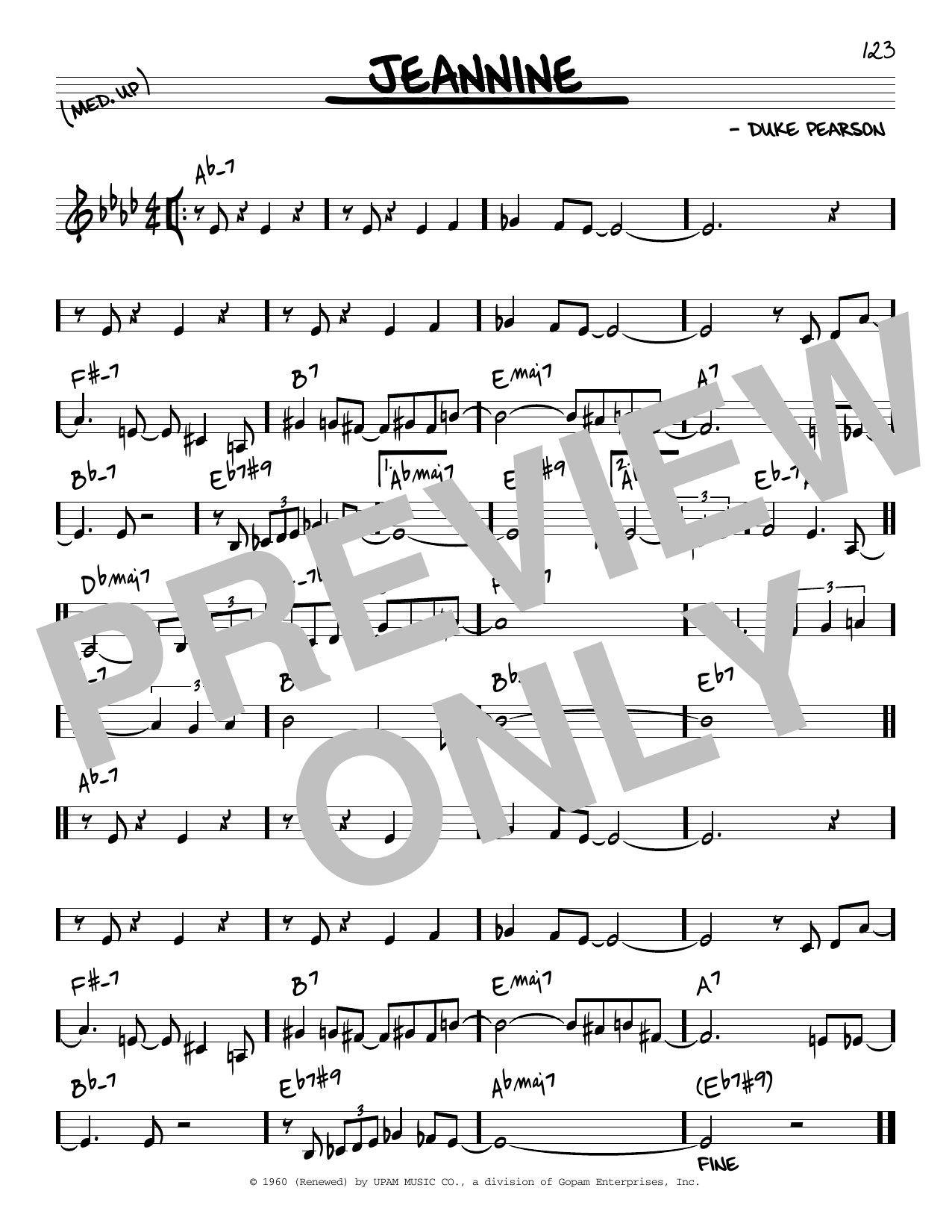 Cannonball Adderley Jeannine Sheet Music Notes & Chords for Real Book – Melody & Chords - Download or Print PDF