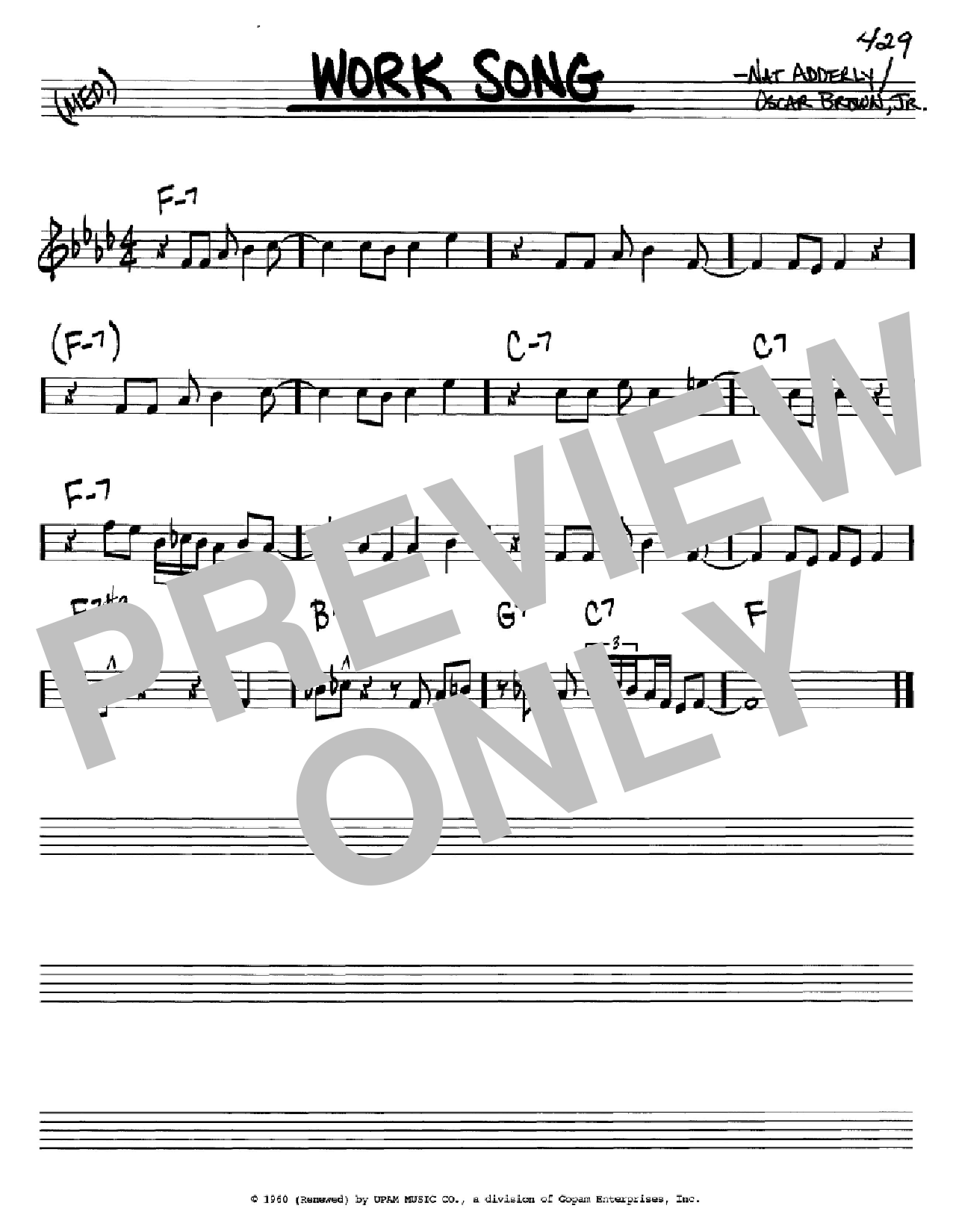 Cannonball Adderley Work Song Sheet Music Notes & Chords for Harmonica - Download or Print PDF