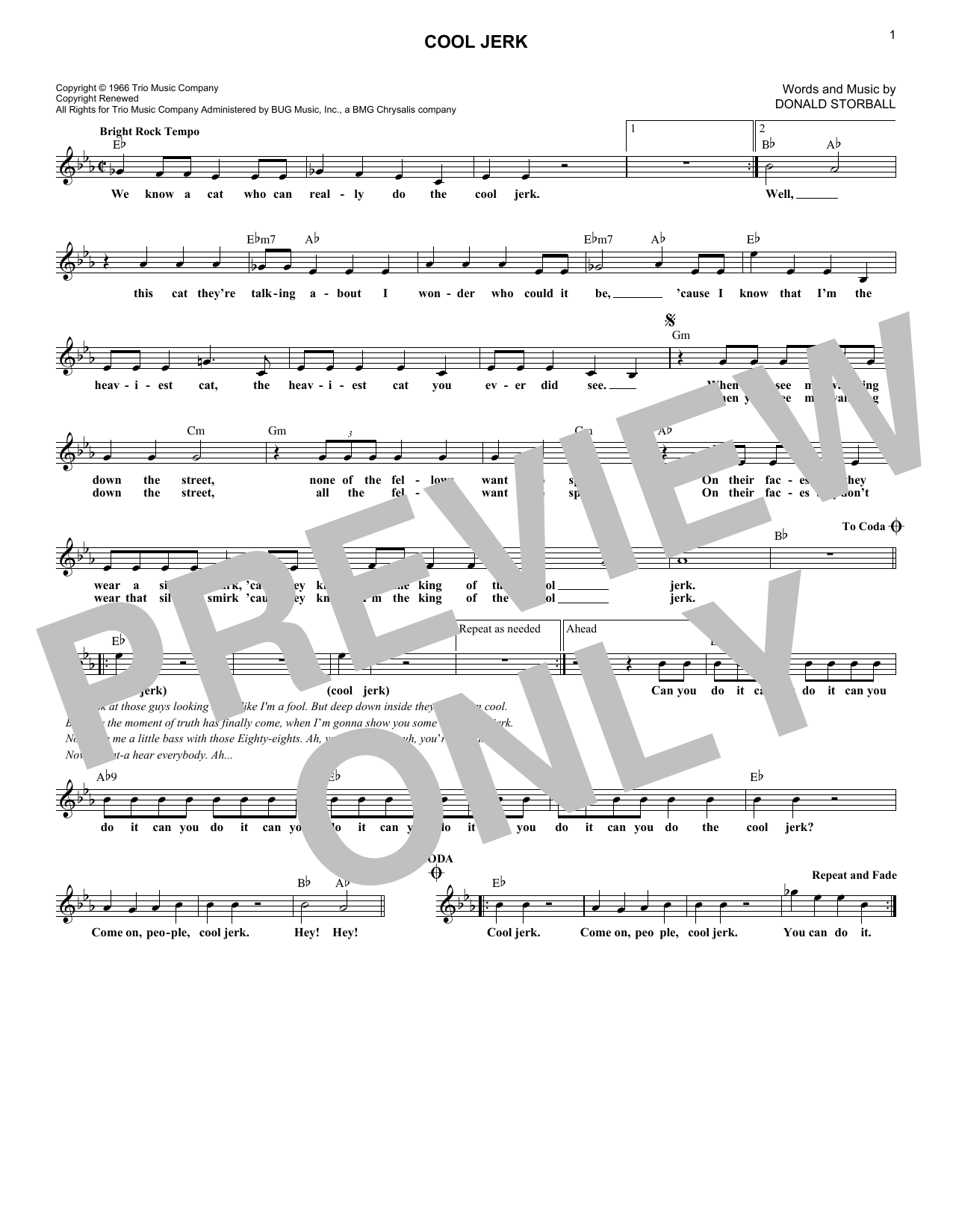Capitols Cool Jerk Sheet Music Notes & Chords for Real Book – Melody & Chords - Download or Print PDF