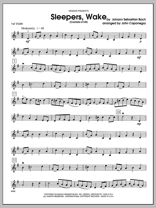 Sleepers, Wake (Cantata #140) - 1st Violin sheet music