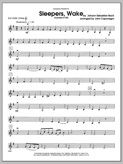 Sleepers, Wake (Cantata #140) - 3rd Violin sheet music