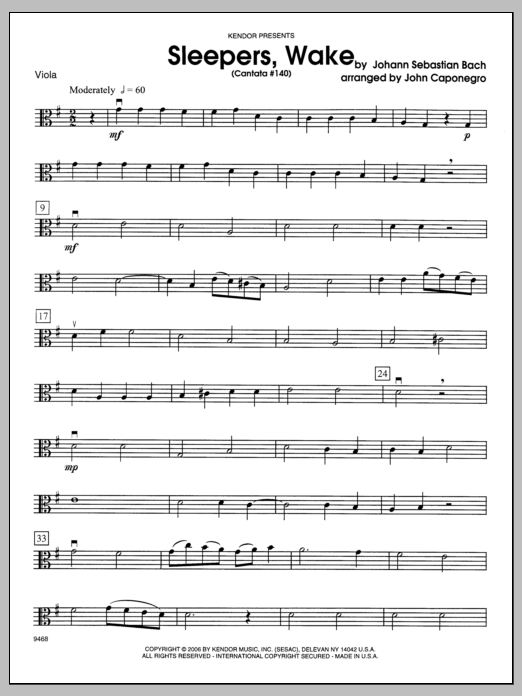 Sleepers, Wake (Cantata #140) - Viola sheet music