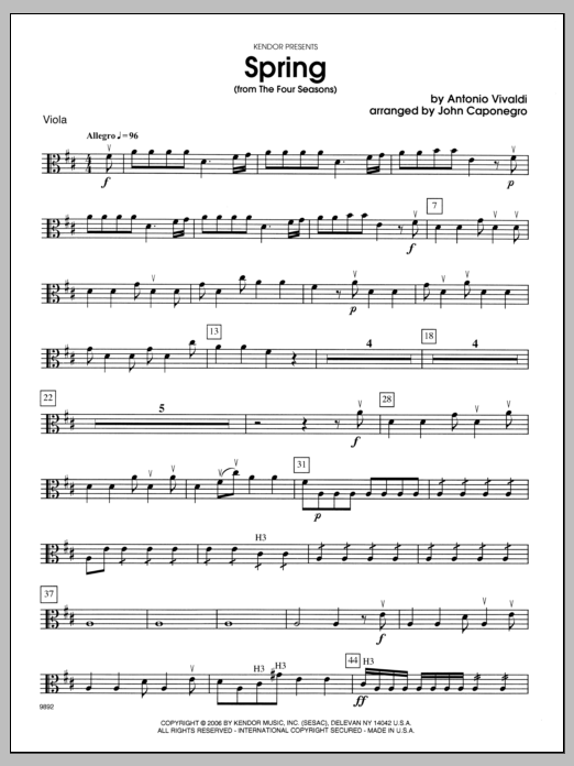 Spring (from The Four Seasons) - Viola sheet music