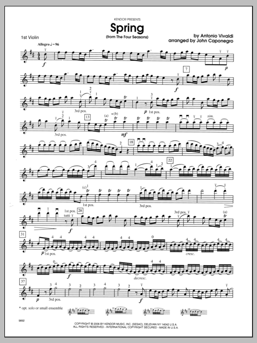 Spring (from The Four Seasons) - Violin 1 sheet music