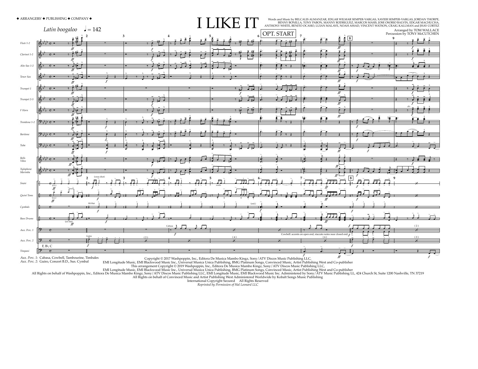 Cardi B, Bad Bunny & J Balvin I Like It (arr. Tom Wallace) - Full Score Sheet Music Notes & Chords for Marching Band - Download or Print PDF