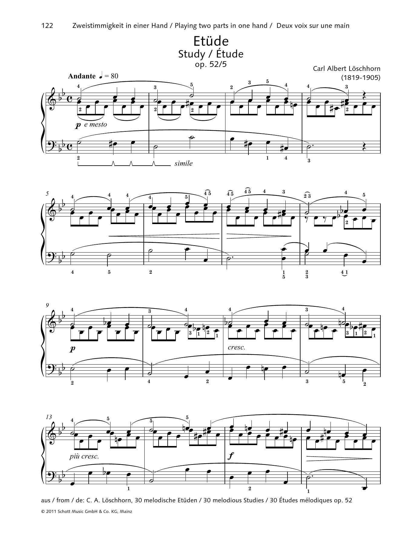 Carl Albert Löschhorn Study Sheet Music Notes & Chords for Piano Solo - Download or Print PDF