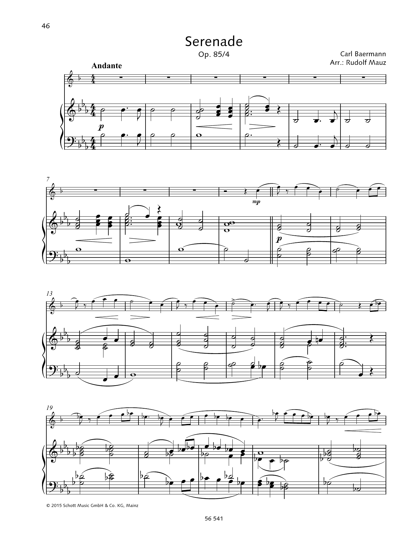 Carl Baermann Serenade Sheet Music Notes & Chords for Woodwind Solo - Download or Print PDF