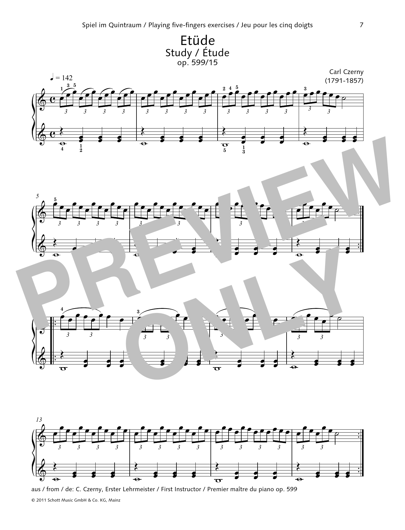 Carl Czerny Study Sheet Music Notes & Chords for Piano Solo - Download or Print PDF
