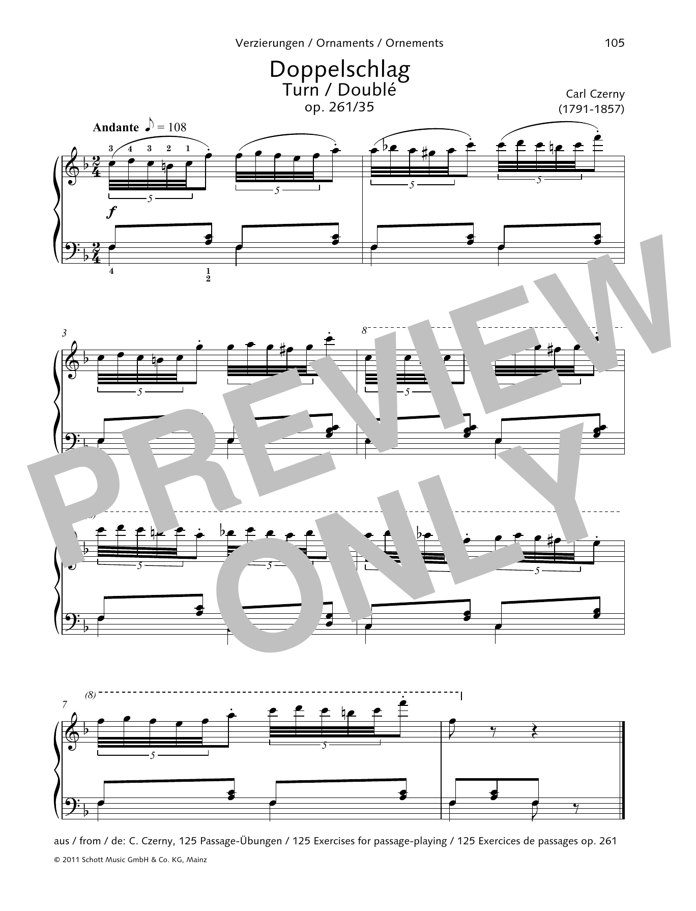 Carl Czerny Turn Sheet Music Notes & Chords for Piano Solo - Download or Print PDF