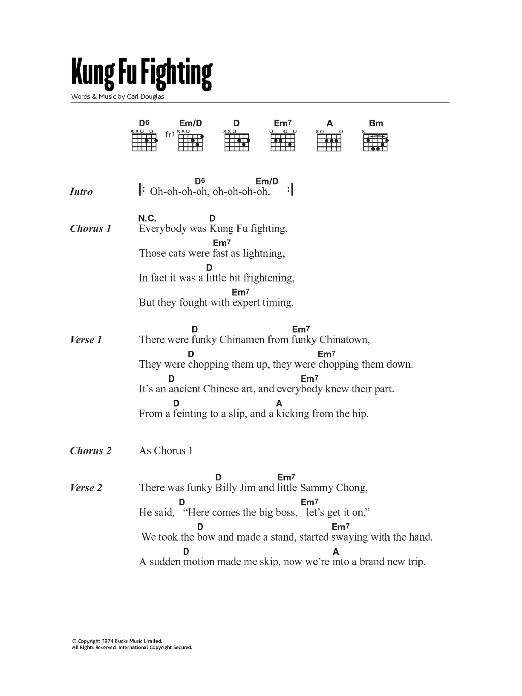 Carl Douglas Kung Fu Fighting Sheet Music Notes & Chords for Lead Sheet / Fake Book - Download or Print PDF