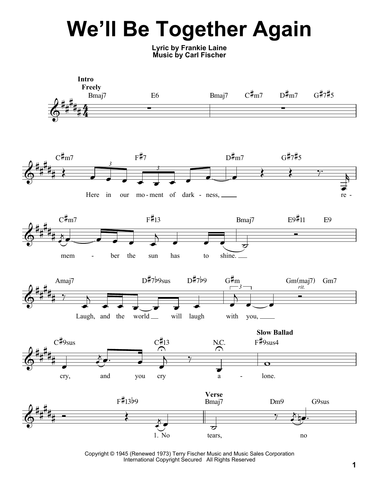 Carl Fischer We'll Be Together Again Sheet Music Notes & Chords for Pro Vocal - Download or Print PDF