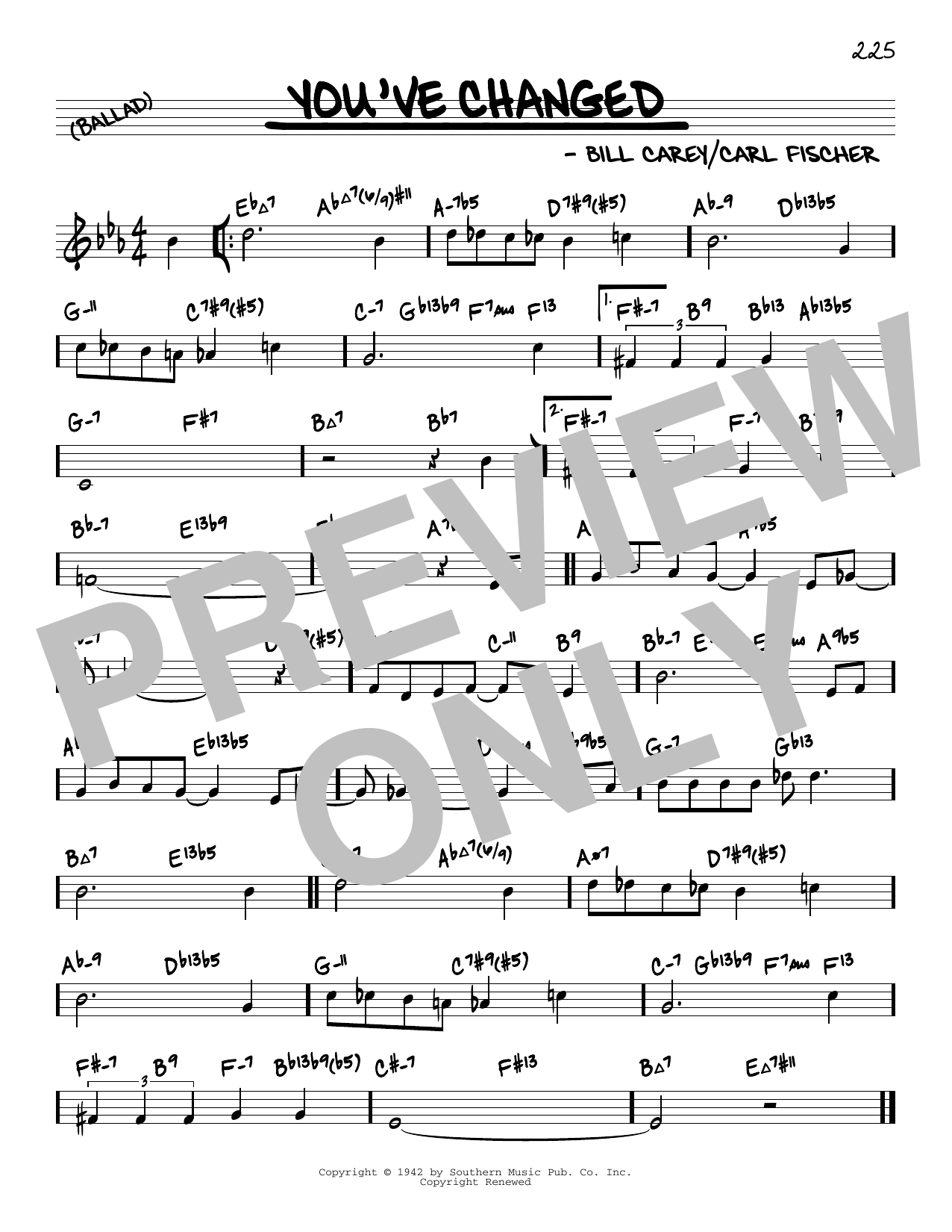 Carl Fischer You've Changed (arr. David Hazeltine) Sheet Music Notes & Chords for Real Book – Enhanced Chords - Download or Print PDF