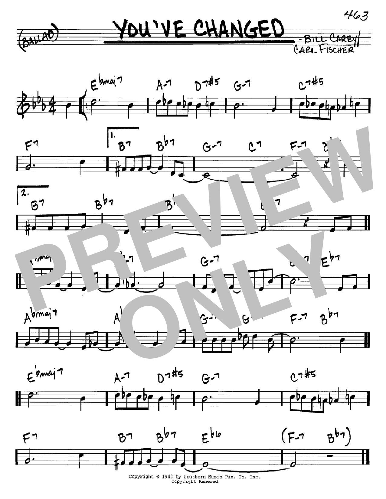 Carl Fischer You've Changed Sheet Music Notes & Chords for Real Book – Melody & Chords - Download or Print PDF