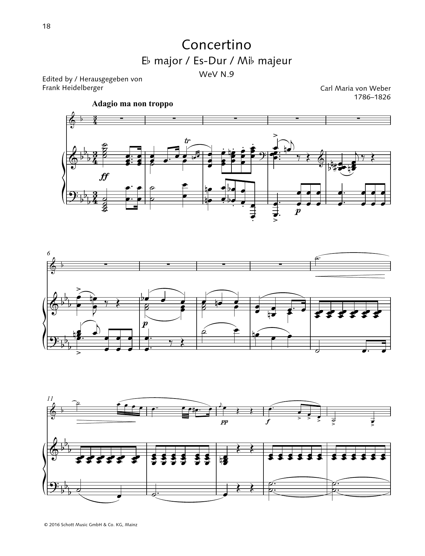 Carl Maria von Weber Concertino E-flat major Sheet Music Notes & Chords for Woodwind Solo - Download or Print PDF