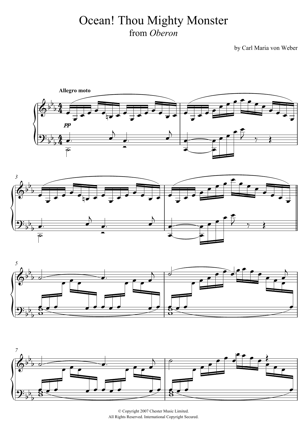 Carl Maria von Weber Ocean! Thou Mighty Monster (from 'Oberon') Sheet Music Notes & Chords for Piano - Download or Print PDF