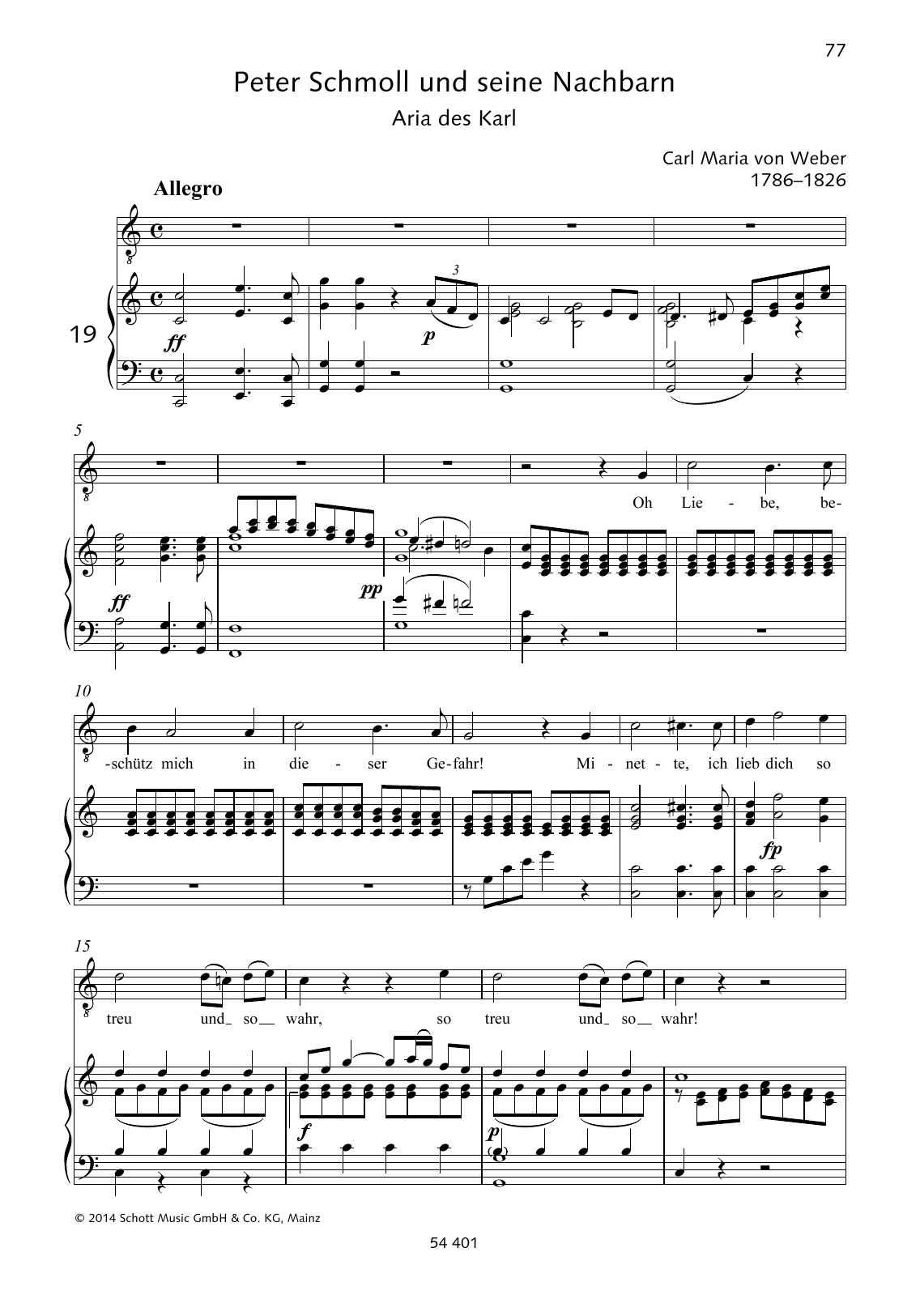 Carl Maria von Weber Oh Liebe, beschütz mich in dieser Gefahr! Sheet Music Notes & Chords for Piano & Vocal - Download or Print PDF