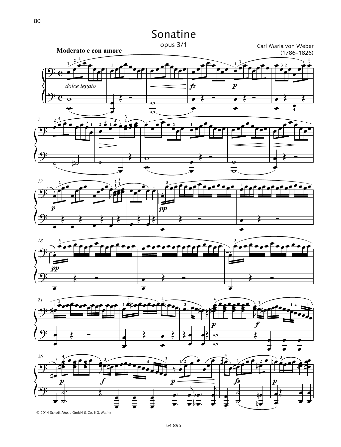 Carl Maria von Weber Sonatina Sheet Music Notes & Chords for Piano Duet - Download or Print PDF