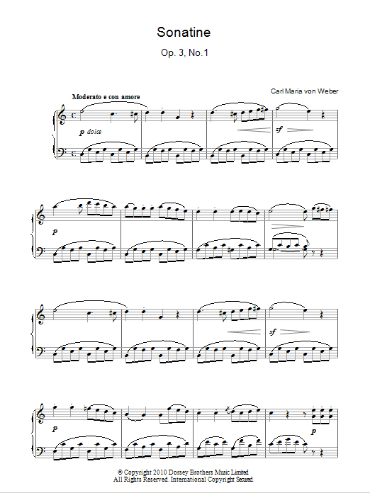 Carl Maria von Weber Sonatine, Op. 3, No. 1 Sheet Music Notes & Chords for Piano - Download or Print PDF