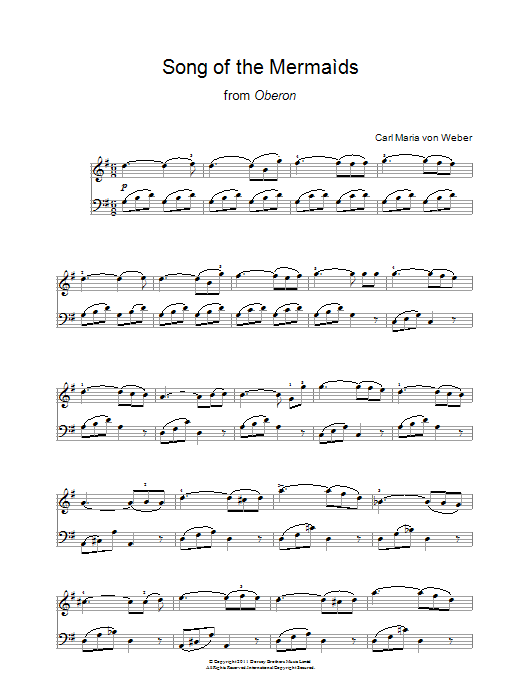 Carl Maria von Weber Song Of The Mermaids (from Oberon) Sheet Music Notes & Chords for Piano - Download or Print PDF