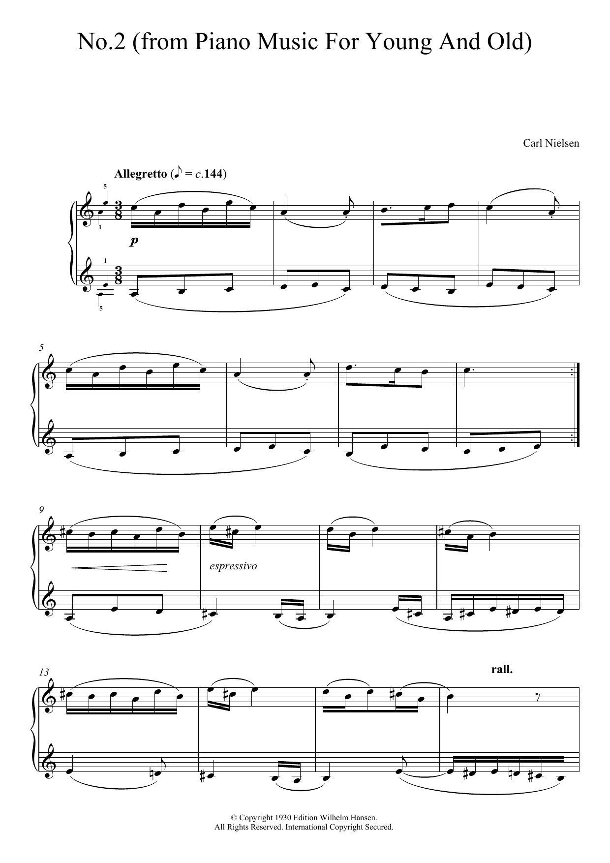 Carl Nielsen No. 2 (from 'Piano Music For Young And Old') Sheet Music Notes & Chords for Piano - Download or Print PDF