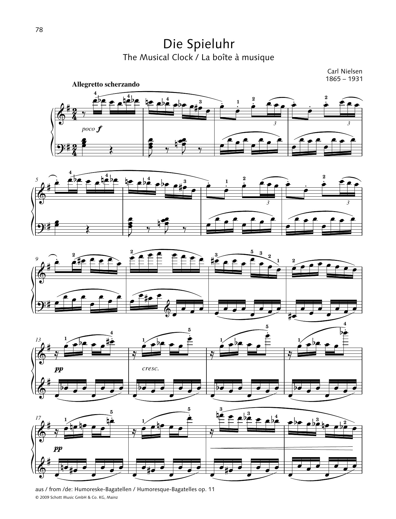 Carl Nielsen The Musical Clock Sheet Music Notes & Chords for Piano Solo - Download or Print PDF