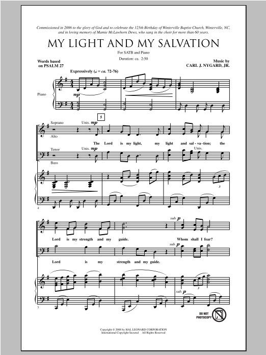 Carl Nygard, Jr. My Light And My Salvation Sheet Music Notes & Chords for SATB - Download or Print PDF