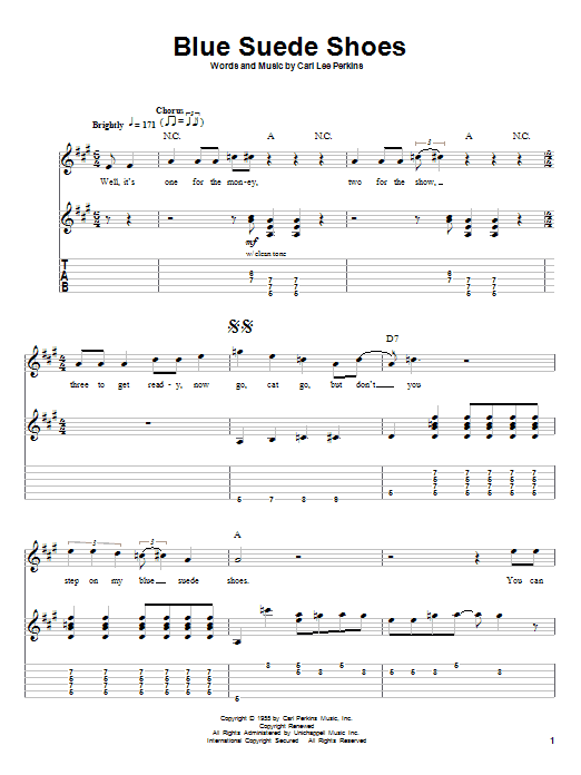 Carl Perkins Blue Suede Shoes Sheet Music Notes & Chords for Chord Buddy - Download or Print PDF