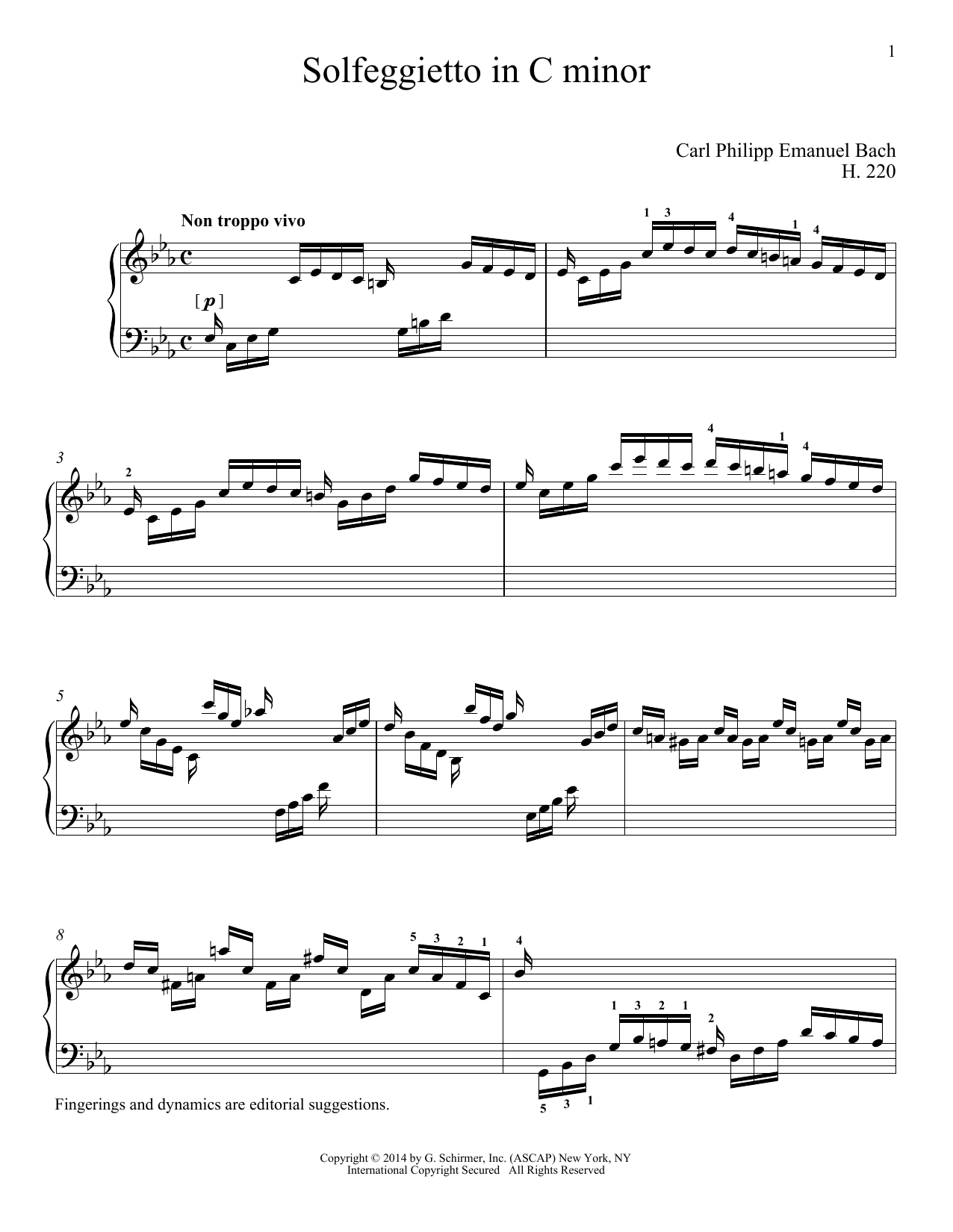 Carl Philipp Emanuel Bach Solfeggietto (ed. Richard Walters) Sheet Music Notes & Chords for Piano - Download or Print PDF