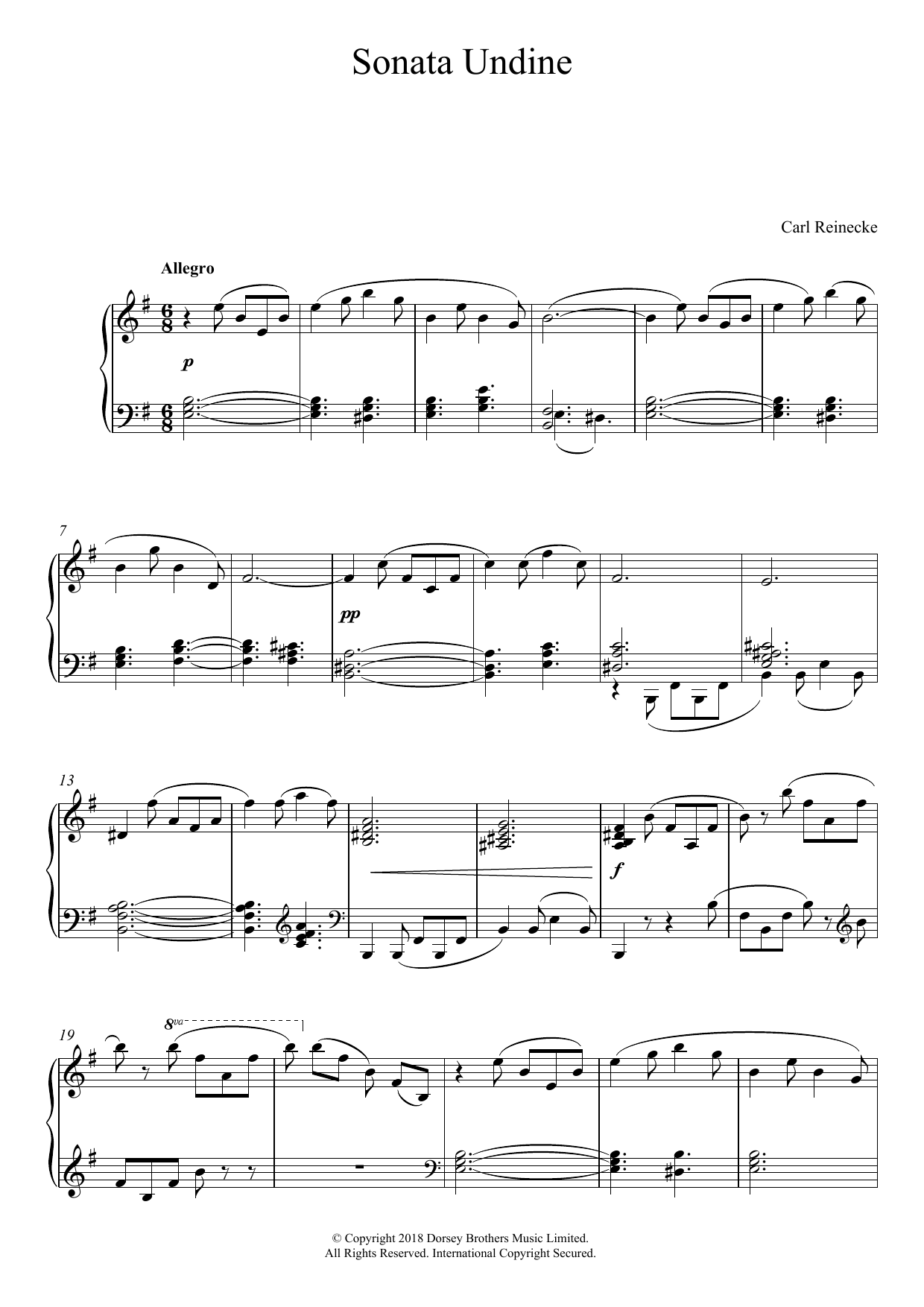 Carl Reinecke Sonata Undine Op. 167 Sheet Music Notes & Chords for Piano - Download or Print PDF