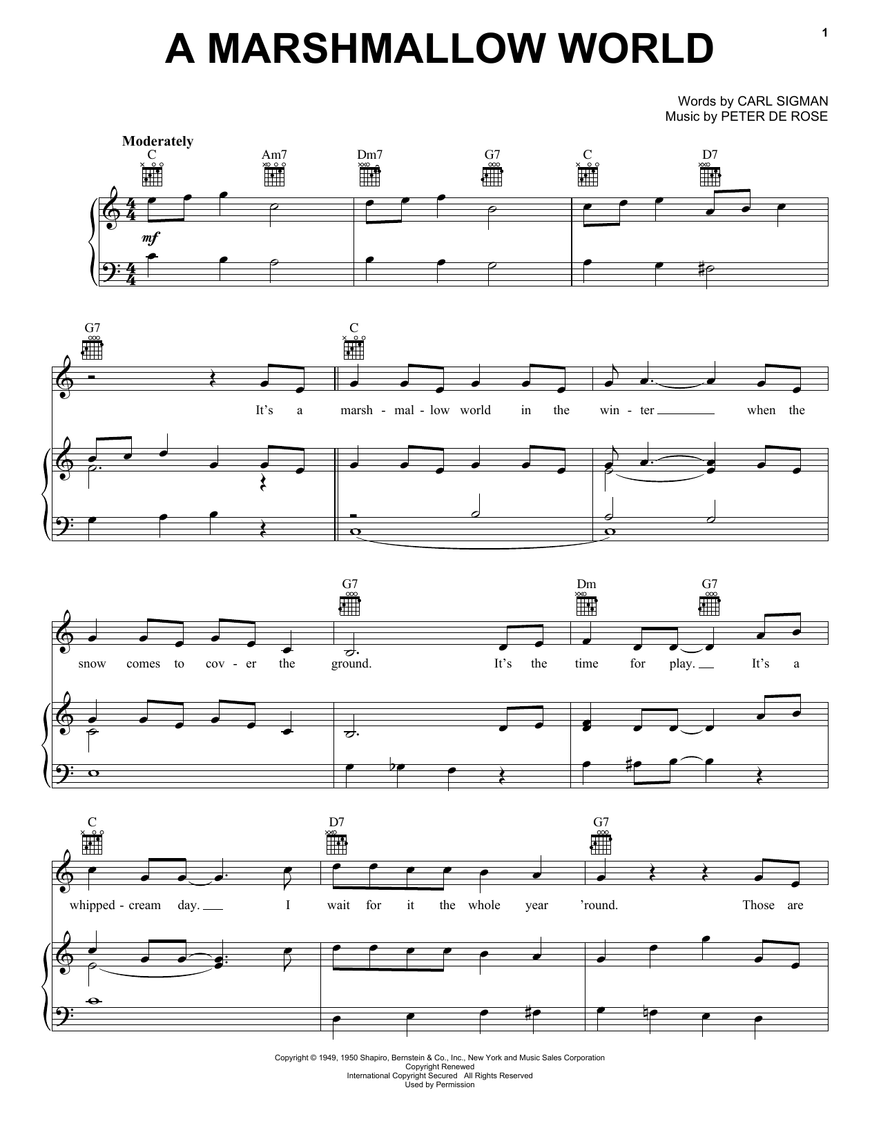 Carl Sigman & Peter De Rose A Marshmallow World Sheet Music Notes & Chords for Clarinet - Download or Print PDF