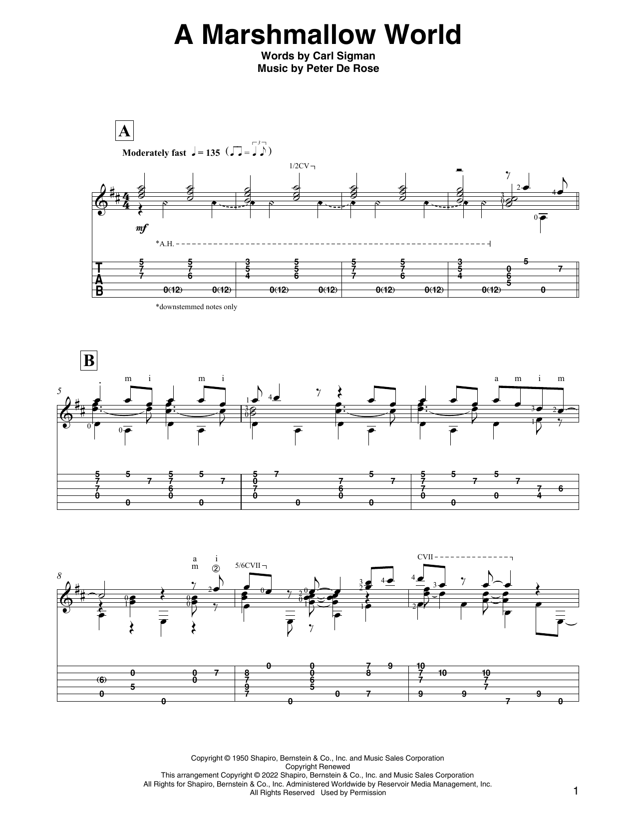 Carl Sigman A Marshmallow World (arr. David Jaggs) Sheet Music Notes & Chords for Solo Guitar - Download or Print PDF