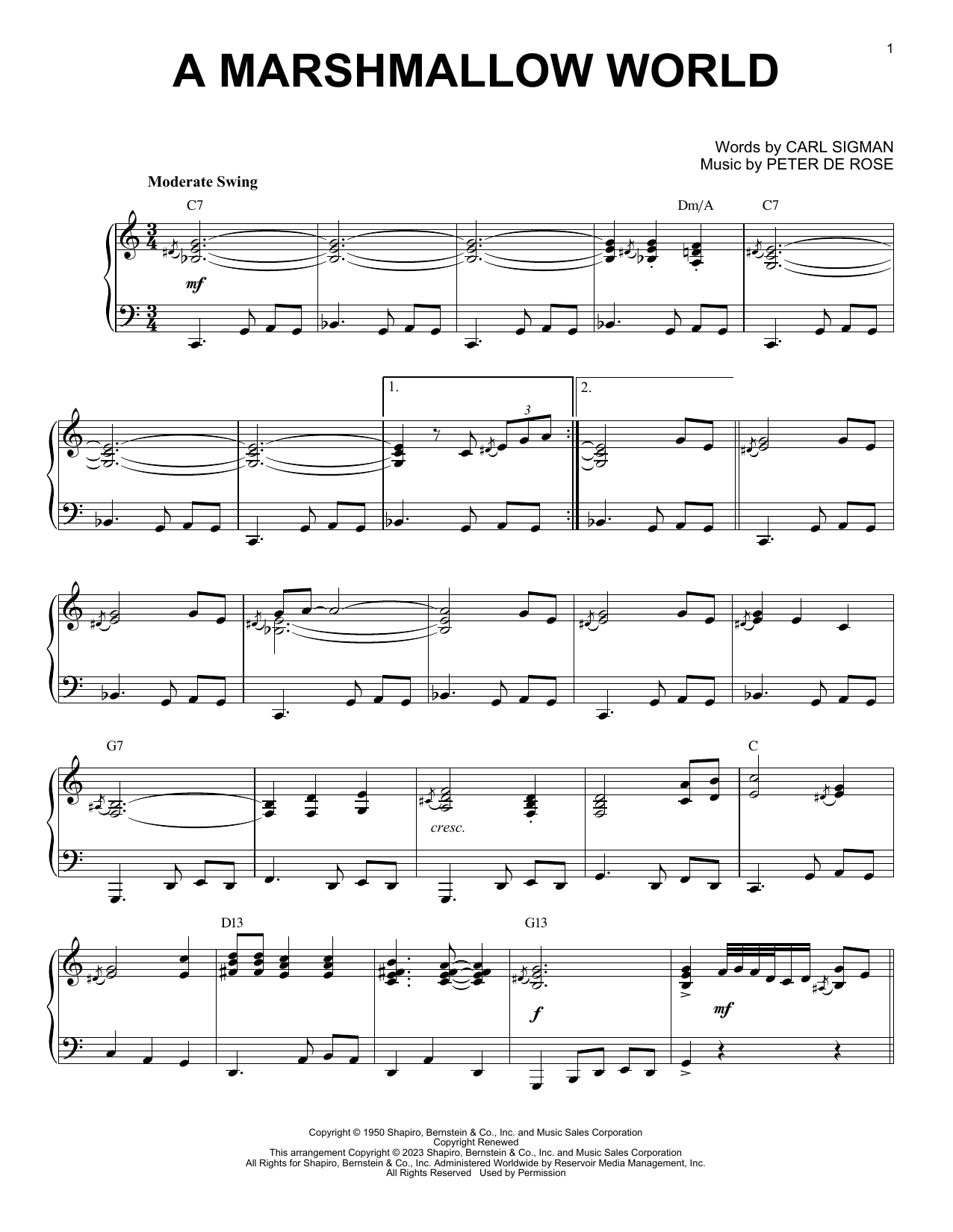 Carl Sigman A Marshmallow World [Boogie Woogie version] (arr. Brent Edstrom) Sheet Music Notes & Chords for Piano Solo - Download or Print PDF