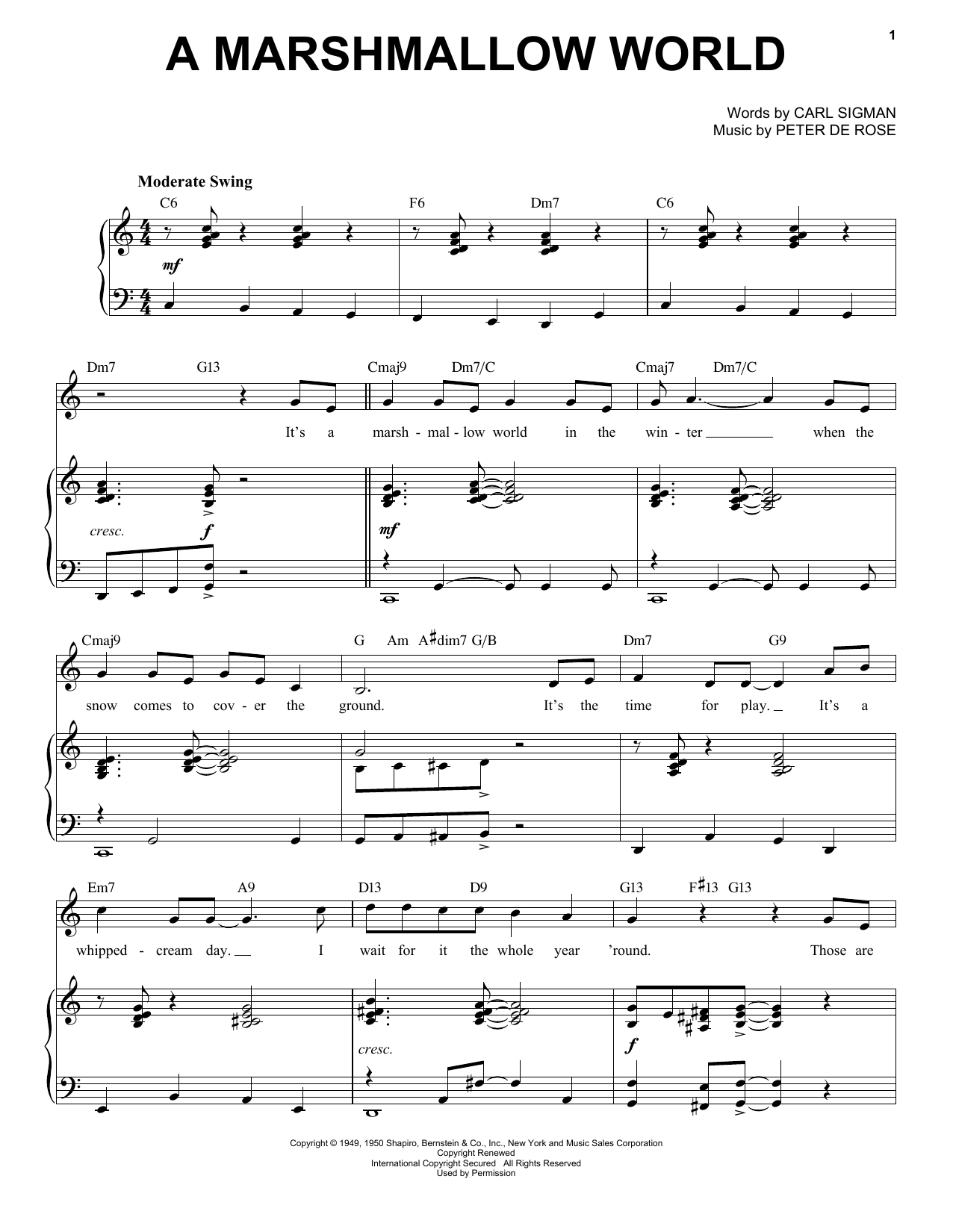 Carl Sigman A Marshmallow World [Jazz Version] (arr. Brent Edstrom) Sheet Music Notes & Chords for Piano & Vocal - Download or Print PDF