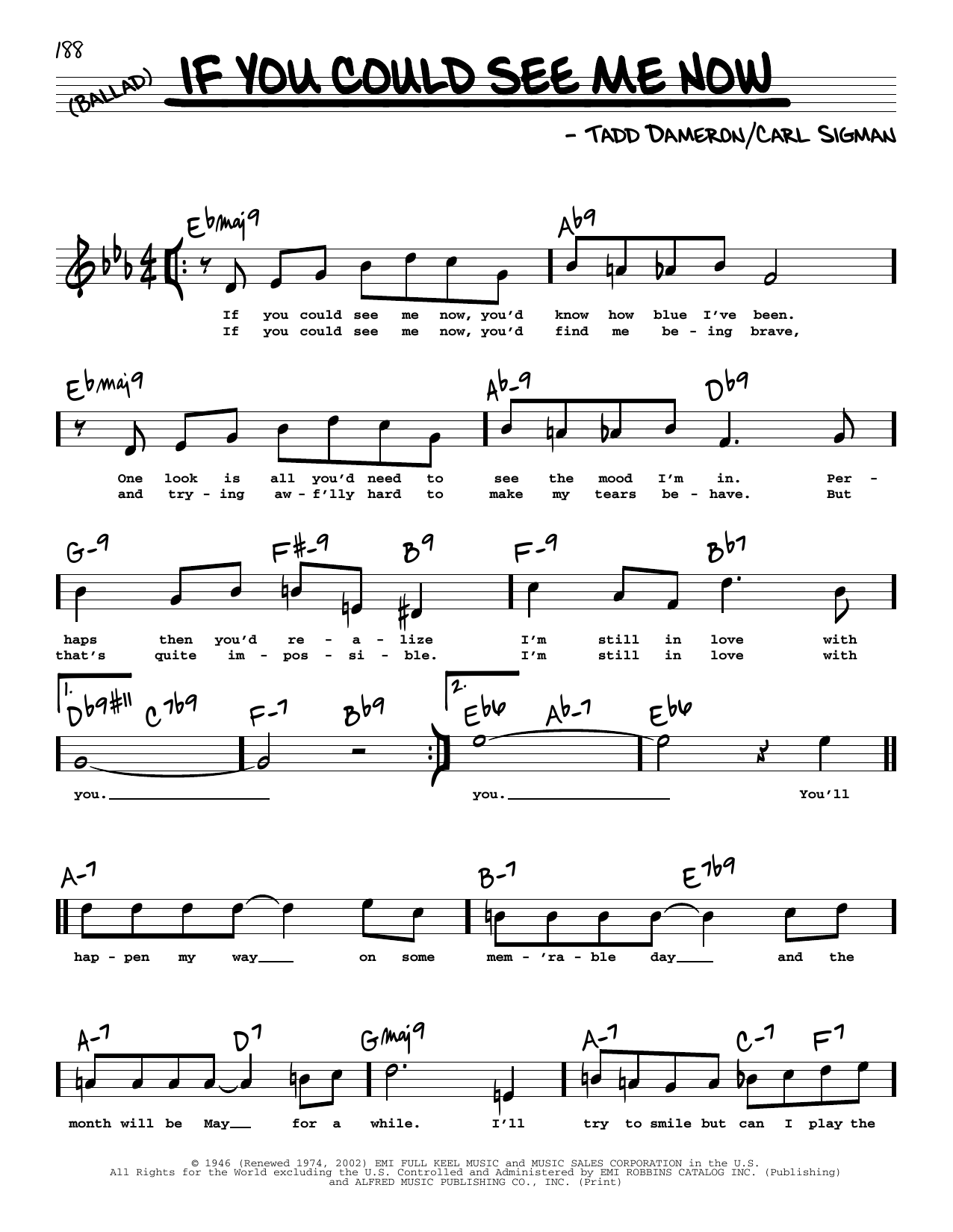 Carl Sigman If You Could See Me Now (High Voice) Sheet Music Notes & Chords for Real Book – Melody, Lyrics & Chords - Download or Print PDF