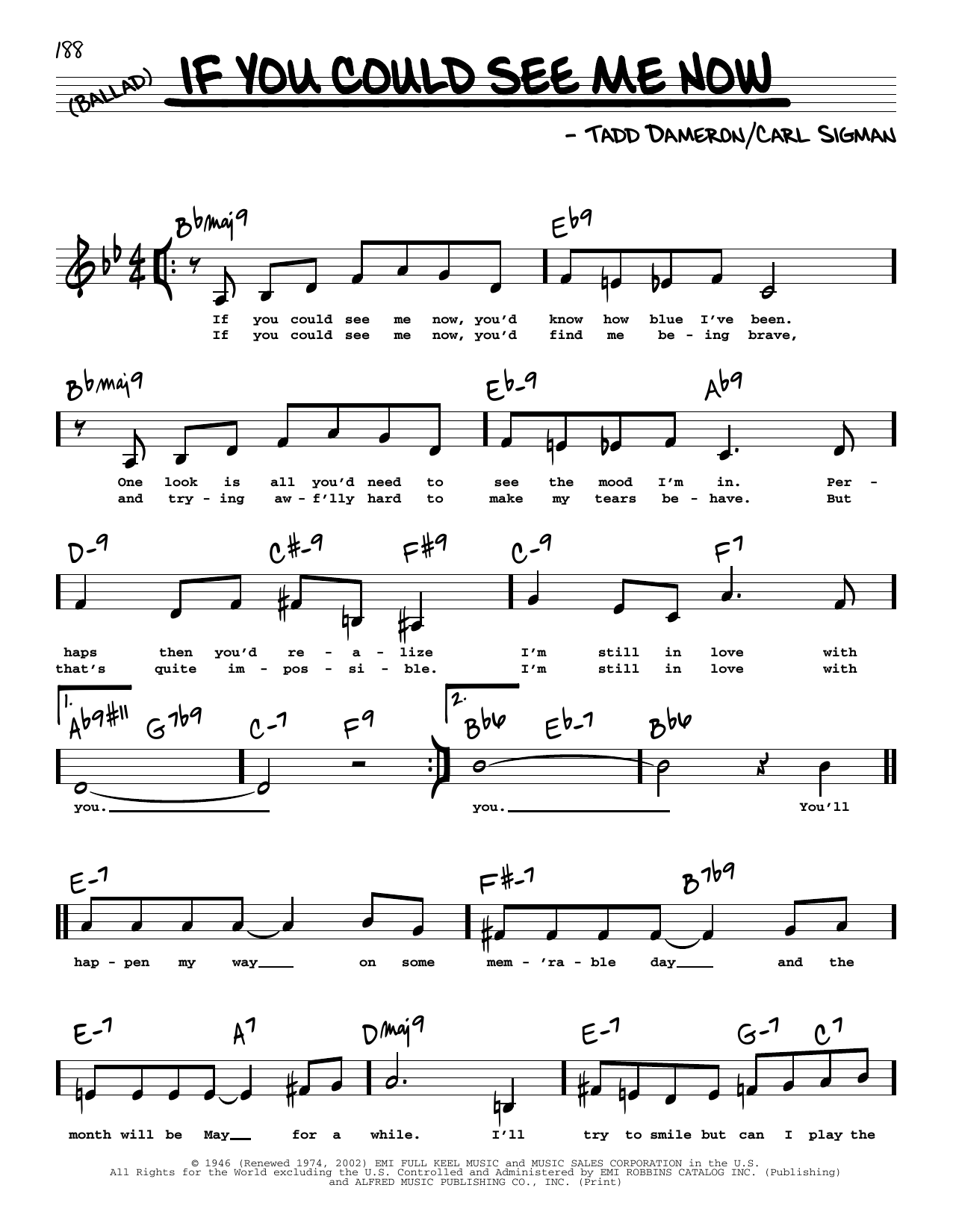 Carl Sigman If You Could See Me Now (Low Voice) Sheet Music Notes & Chords for Real Book – Melody, Lyrics & Chords - Download or Print PDF
