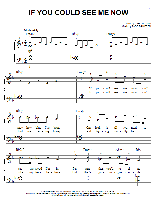 Carl Sigman If You Could See Me Now Sheet Music Notes & Chords for Very Easy Piano - Download or Print PDF