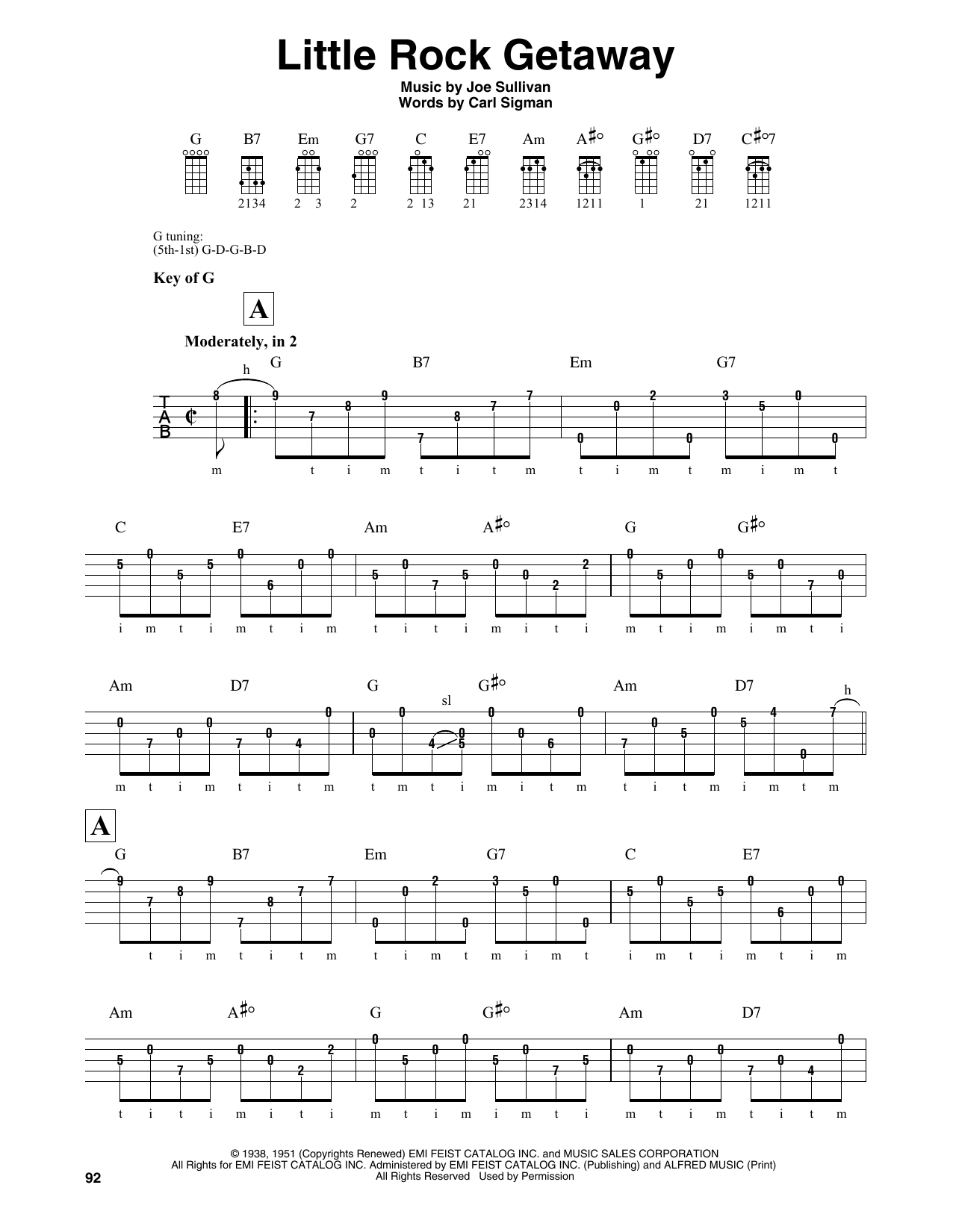 Carl Sigman Little Rock Getaway Sheet Music Notes & Chords for Banjo - Download or Print PDF