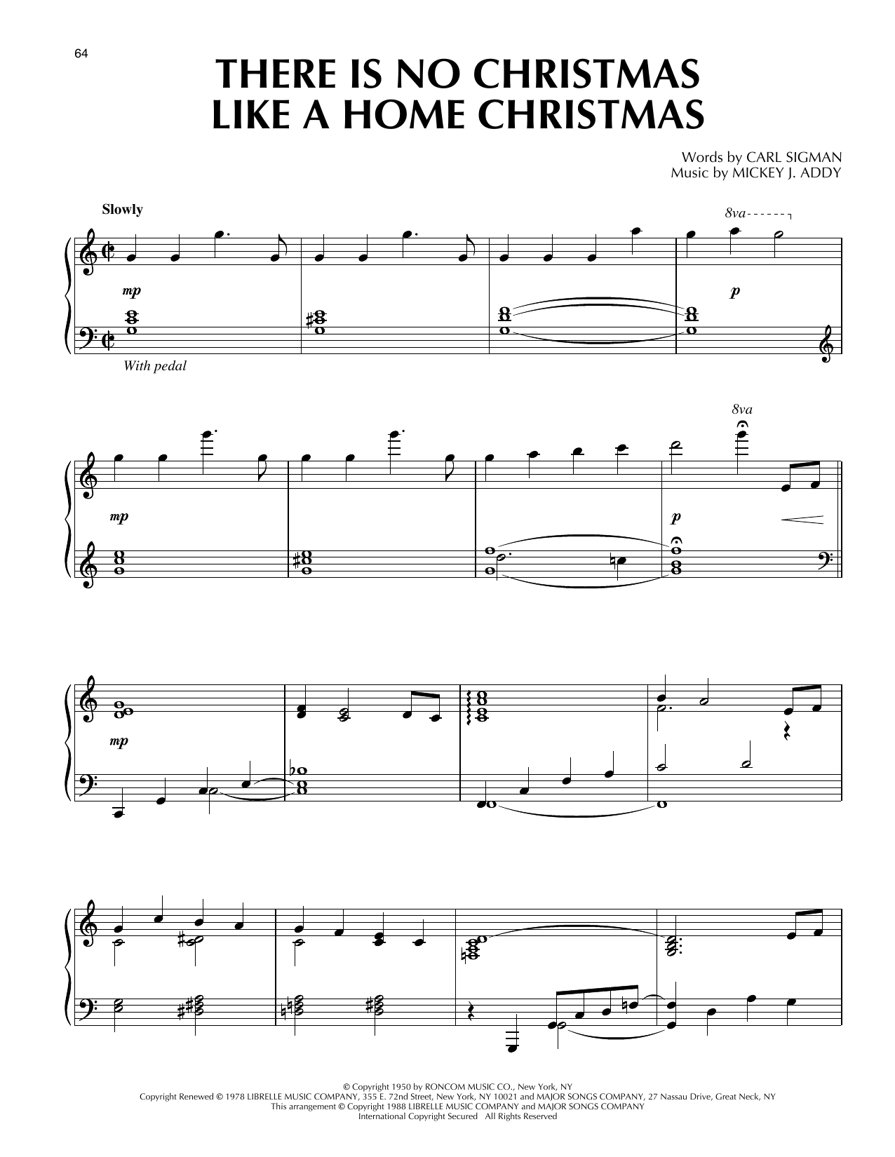 Carl Sigman There Is No Christmas Like A Home Christmas Sheet Music Notes & Chords for Piano Solo - Download or Print PDF