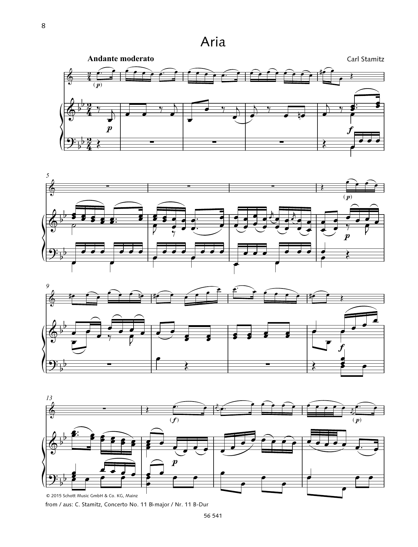 Carl Stamitz Aria Sheet Music Notes & Chords for Woodwind Solo - Download or Print PDF
