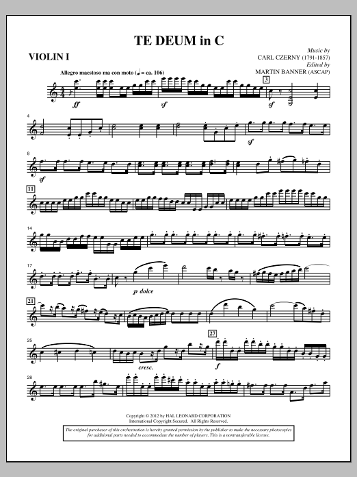 Te Deum In C - Violin 1 sheet music